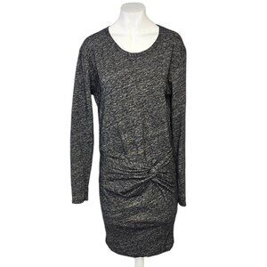 IRO Twist Front Cotton Wool Long Sleeve Dress, Heathered Gray Black, Size Large